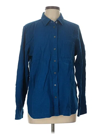 Pre-owned J.crew Factory Store Long Sleeve Button Down Shirt In Blue