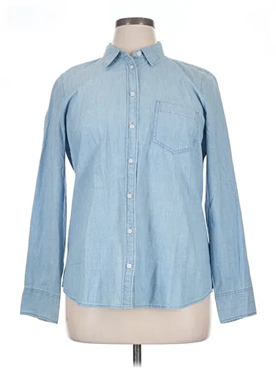 Pre-owned J.crew Factory Store Long Sleeve Button Down Shirt In Blue