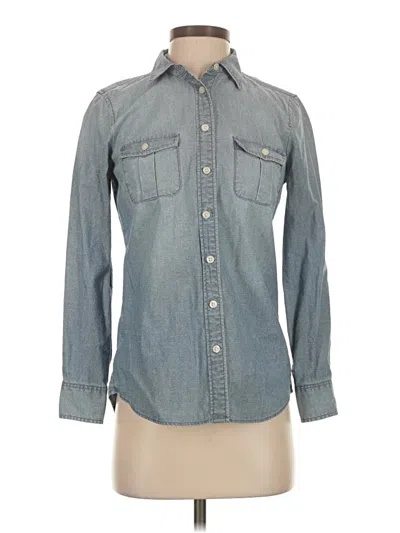 Pre-owned J.crew Factory Store Long Sleeve Button Down Shirt In Blue