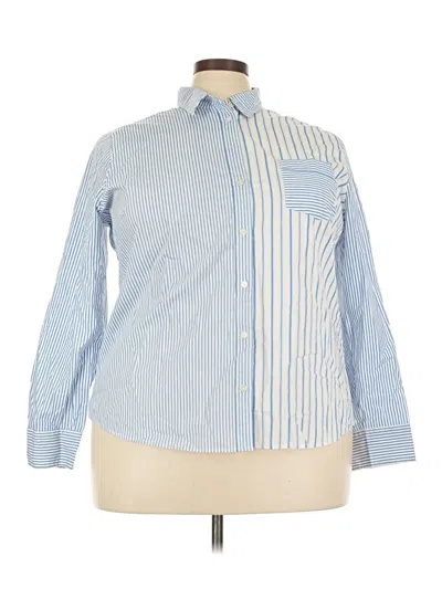 J.crew Factory Store Long Sleeve Button Down Shirt In Blue