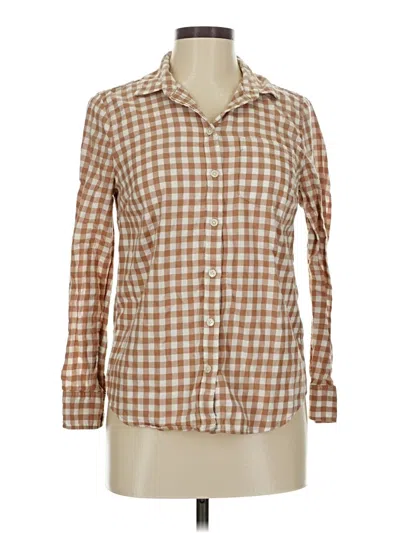 Pre-owned J.crew Factory Store Long Sleeve Button Down Shirt In Brown