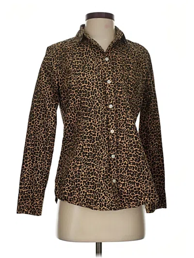 Pre-owned J.crew Factory Store Long Sleeve Button Down Shirt In Brown