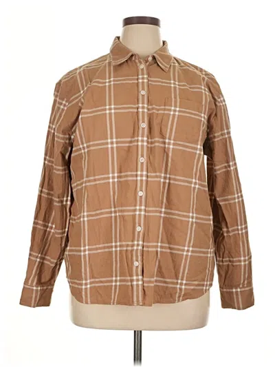 Pre-owned J.crew Factory Store Long Sleeve Button Down Shirt In Brown