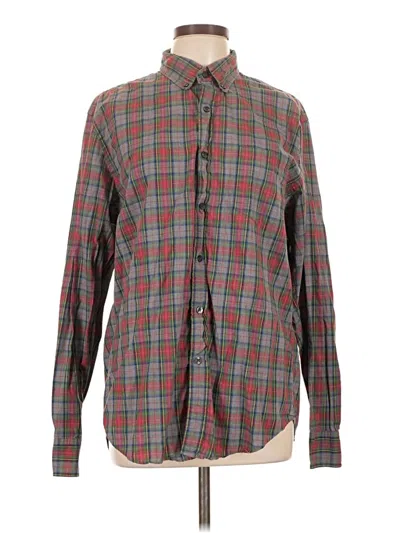 Pre-owned J.crew Factory Store Long Sleeve Button Down Shirt In Burgundy