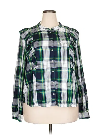 Pre-owned J.crew Factory Store Long Sleeve Button Down Shirt In Green