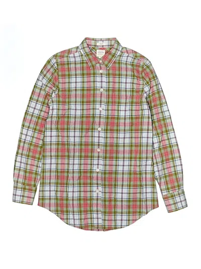 Pre-owned J.crew Factory Store Kids' Long Sleeve Button Down Shirt In Green