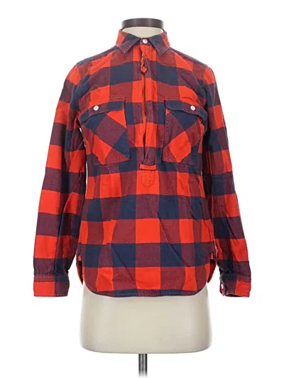 Pre-owned J.crew Factory Store Long Sleeve Button Down Shirt In Red