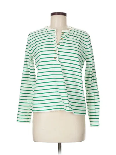 Pre-owned J.crew Factory Store Long Sleeve Henley Shirt In Green