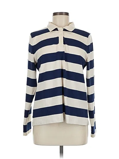 Pre-owned J.crew Factory Store Long Sleeve Polo Shirt In Blue