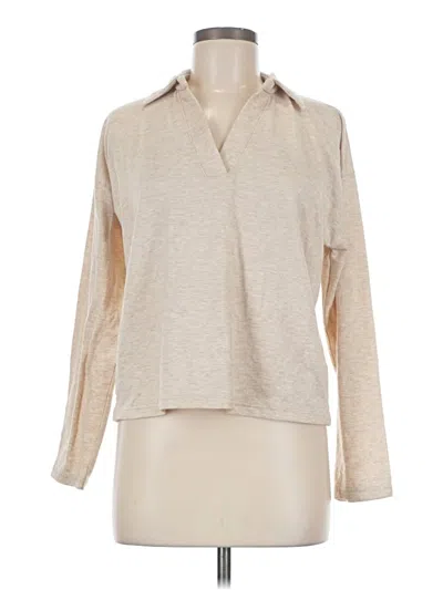 Pre-owned J.crew Factory Store Long Sleeve Polo Shirt In Tan