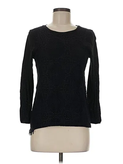 J.crew Factory Store Long Sleeve Top Black Crew Neck Tops