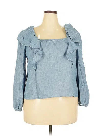 Pre-owned J.crew Factory Store Long Sleeve Top Blue Tops