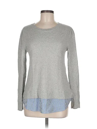 Pre-owned J.crew Factory Store Long Sleeve Top Gray Crew Neck Tops