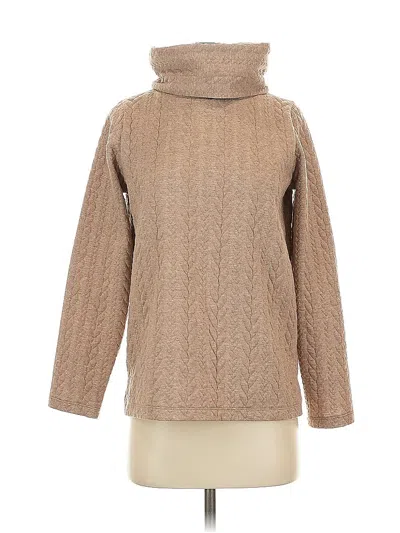 Pre-owned J.crew Factory Store Long Sleeve Top Tan Turtleneck Tops In Brown