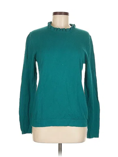 Pre-owned J.crew Factory Store Long Sleeve Top Teal Turtleneck Tops In Blue