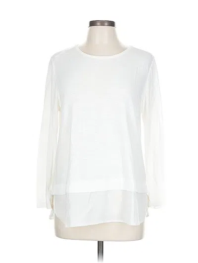 Pre-owned J.crew Factory Store Long Sleeve Top White Scoop Neck Tops