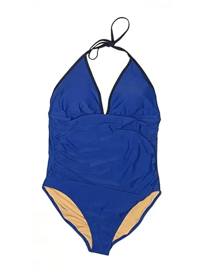 J.crew Factory Store One Piece Swimsuit In Blue