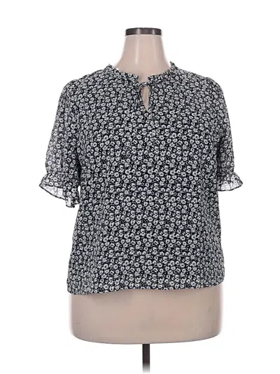 Pre-owned J.crew Factory Store Short Sleeve Blouse In Black