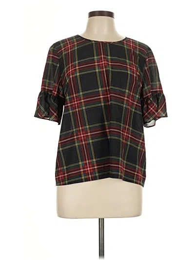 Pre-owned J.crew Factory Store Short Sleeve Blouse In Black