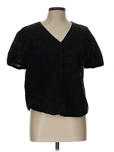 Pre-owned J.crew Factory Store Short Sleeve Blouse In Black