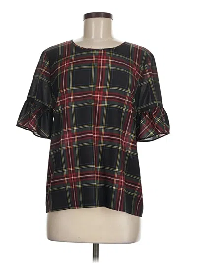 Pre-owned J.crew Factory Store Short Sleeve Blouse In Black