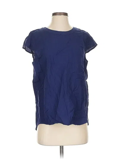 Pre-owned J.crew Factory Store Short Sleeve Blouse In Blue
