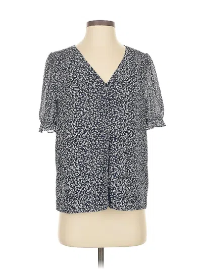 Pre-owned J.crew Factory Store Short Sleeve Blouse In Blue