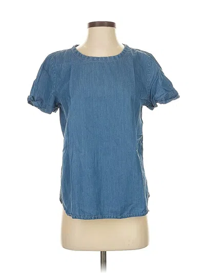 Pre-owned J.crew Factory Store Short Sleeve Blouse In Blue