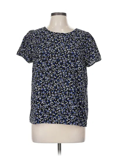 Pre-owned J.crew Factory Store Short Sleeve Blouse In Blue
