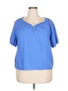 J.crew Factory Store Short Sleeve Blouse In Blue
