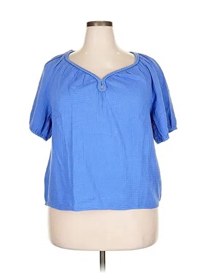 J.crew Factory Store Short Sleeve Blouse In Blue