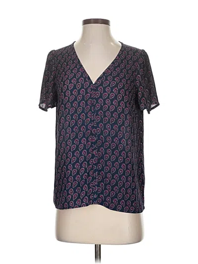 Pre-owned J.crew Factory Store Short Sleeve Blouse In Blue