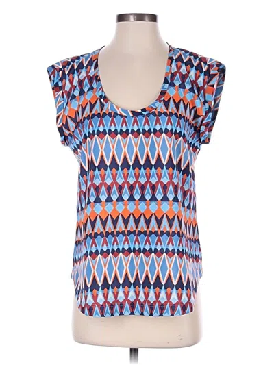 Pre-owned J.crew Factory Store Short Sleeve Blouse In Blue