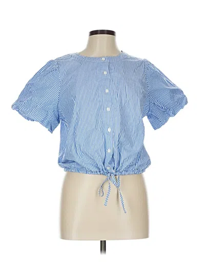 J.crew Factory Store Short Sleeve Blouse In Blue