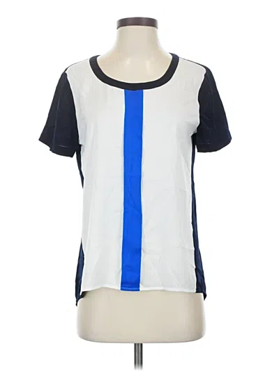 Pre-owned J.crew Factory Store Short Sleeve Blouse In Blue