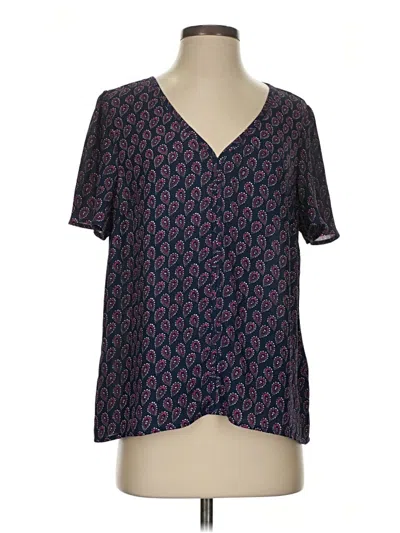 Pre-owned J.crew Factory Store Short Sleeve Blouse In Blue