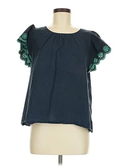 Pre-owned J.crew Factory Store Short Sleeve Blouse In Blue