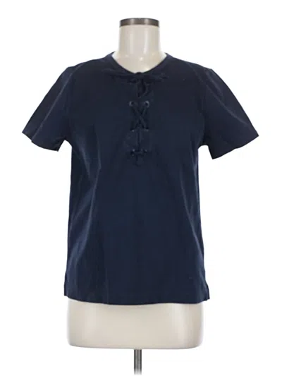 Pre-owned J.crew Factory Store Short Sleeve Blouse In Blue