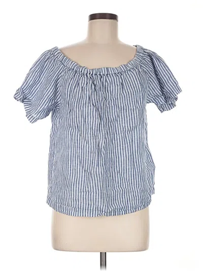 Pre-owned J.crew Factory Store Short Sleeve Blouse In Blue