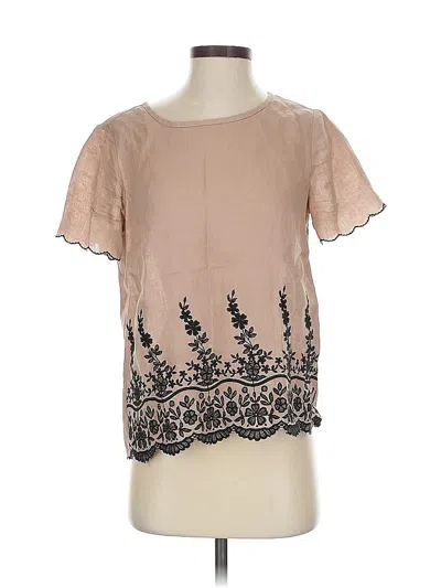 Pre-owned J.crew Factory Store Short Sleeve Blouse In Brown