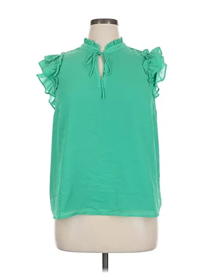 Pre-owned J.crew Factory Store Short Sleeve Blouse In Green