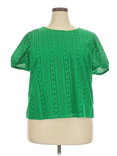 Pre-owned J.crew Factory Store Short Sleeve Blouse In Green