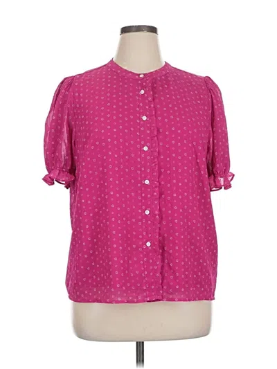 Pre-owned J.crew Factory Store Short Sleeve Blouse In Pink