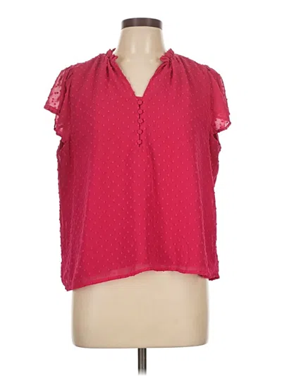 Pre-owned J.crew Factory Store Short Sleeve Blouse In Pink