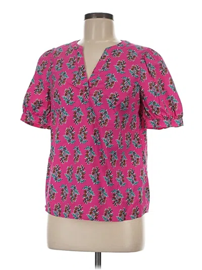 Pre-owned J.crew Factory Store Short Sleeve Blouse In Pink