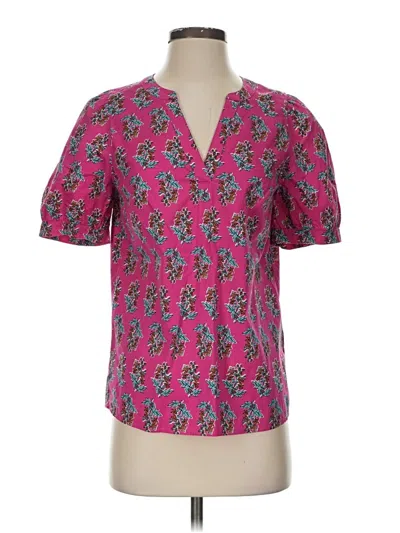 Pre-owned J.crew Factory Store Short Sleeve Blouse In Pink