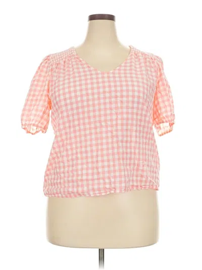 Pre-owned J.crew Factory Store Short Sleeve Blouse In Pink