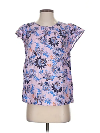 Pre-owned J.crew Factory Store Short Sleeve Blouse In Purple