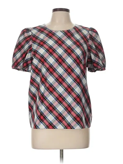 Pre-owned J.crew Factory Store Short Sleeve Blouse In Red