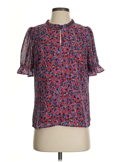Pre-owned J.crew Factory Store Short Sleeve Blouse In Red